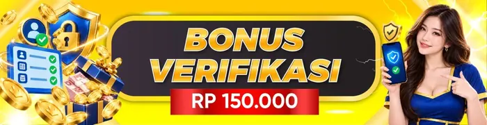 Banner bonus verifikasi dengan angka RP 150.000